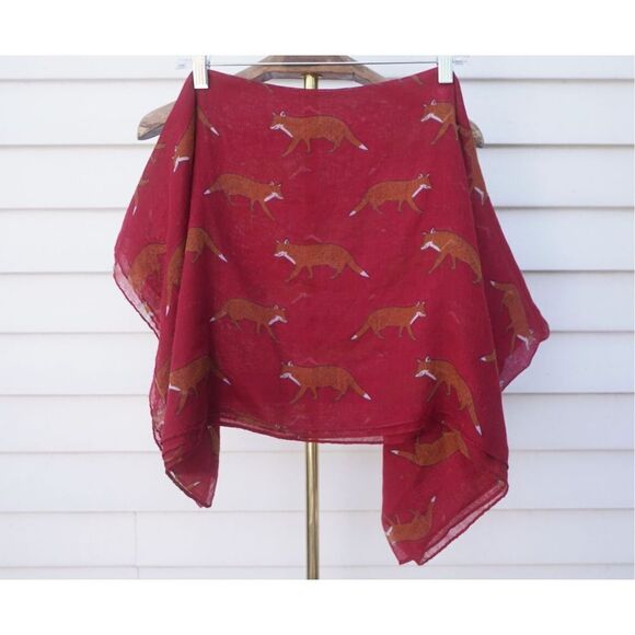 La Soul Burgundy Red Fox Chiffon Scarf - Picture 3 of 5